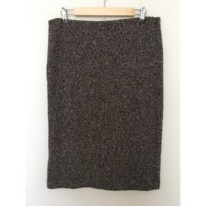 Ann Taylor Skirt Sz L Metallic Cotton Blend Burgundy Black White Twill Pull On